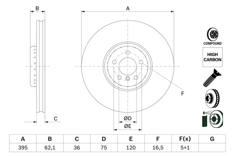 Bosch 0986479E83 Brake Disc - 1