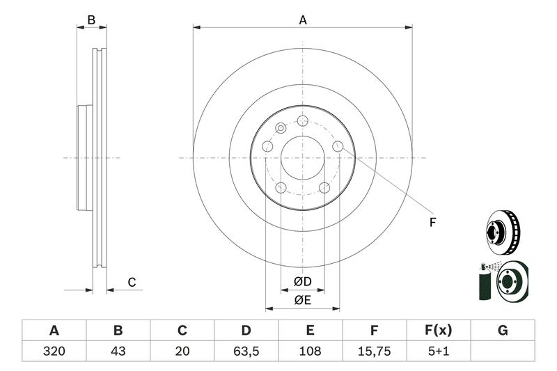 Bosch 0986479E87 Brake Disc - 1