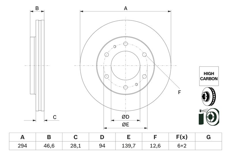 Bosch 0986479E93 Brake Disc - 1