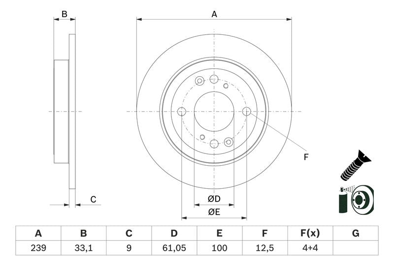 Bosch 0986479E95 Brake Disc - 1