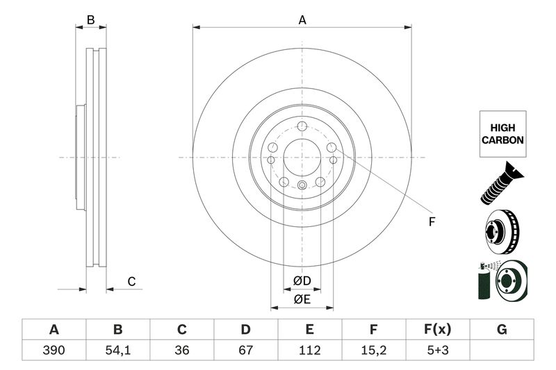 Bosch 0986479E96 Brake Disc - 1