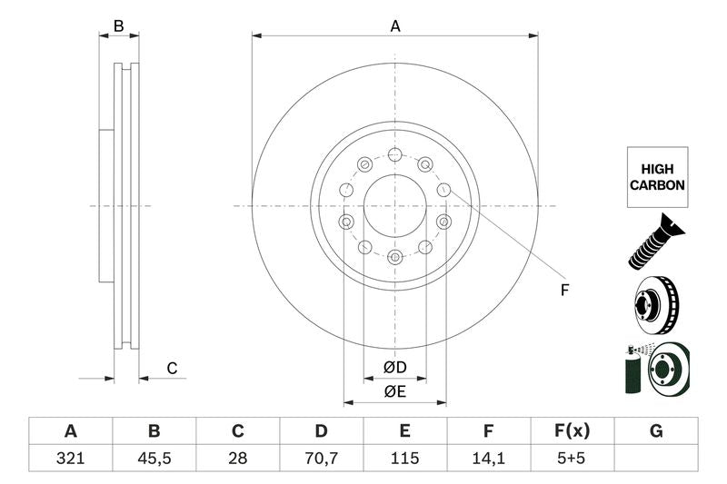 Bosch 0986479F03 Brake Disc - 5
