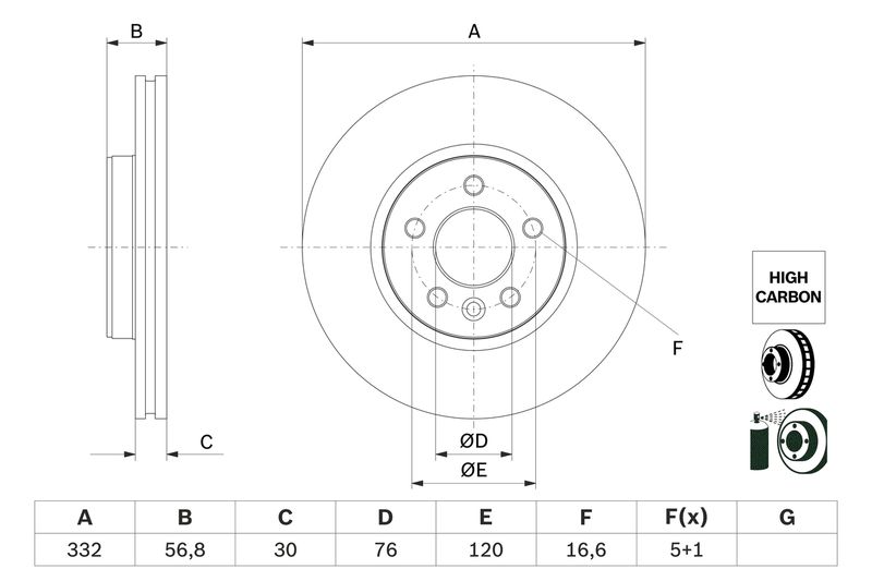Bosch 0986479F04 Brake Disc - 5