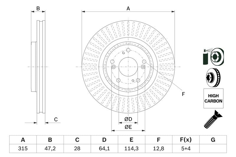 Bosch 0986479F12 Brake Disc - 5