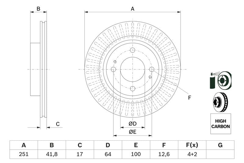 Bosch 0986479F14 Brake Disc - 5