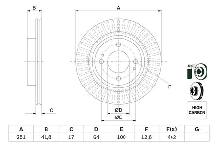 Bosch 0986479F14 Brake Disc - 5