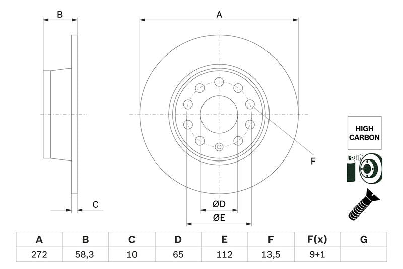 Bosch 0986479F23 Brake Disc - 5