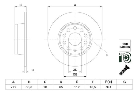 Bosch 0986479F23 Brake Disc - 5