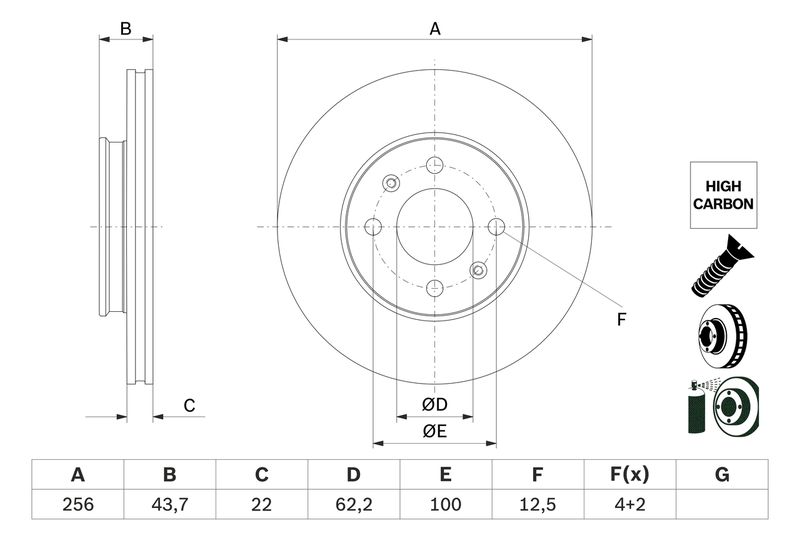 Bosch 0986479F29 Brake Disc - 5
