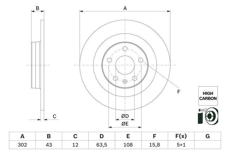 Bosch 0986479F31 Brake Disc - 5
