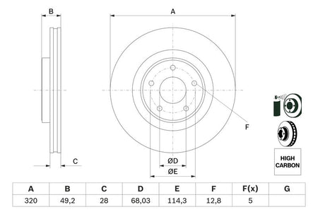 Bosch 0986479F33 Brake Disc - 5