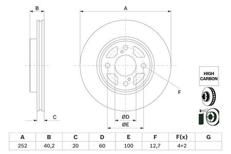 Bosch 0986479F37 Brake Disc - 5