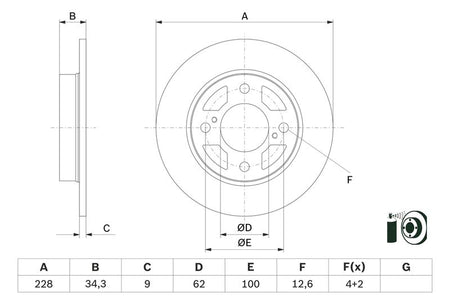 Bosch 0986479F38 Brake Disc - 1