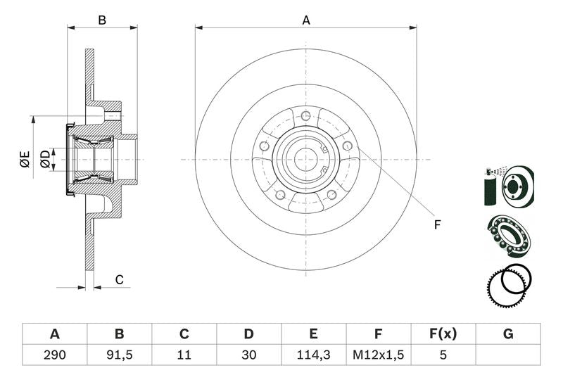 Bosch 0986479F42 Brake Disc - 5