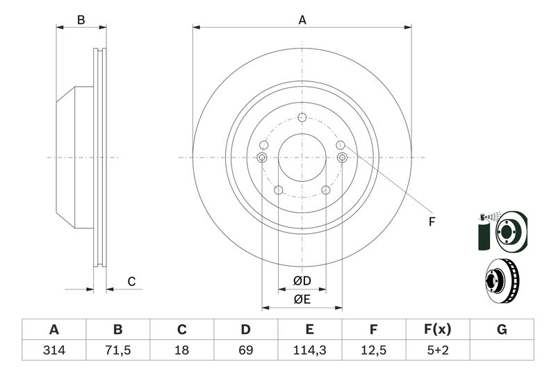 Bosch 0986479F43 Brake Disc - 5