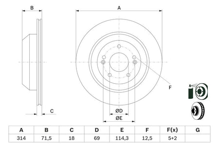 Bosch 0986479F43 Brake Disc - 5