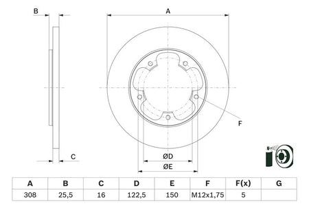Bosch 0986479F44 Brake Disc - 5