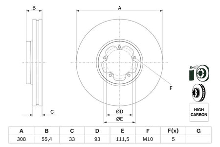 Bosch 0986479F46 Brake Disc - 5