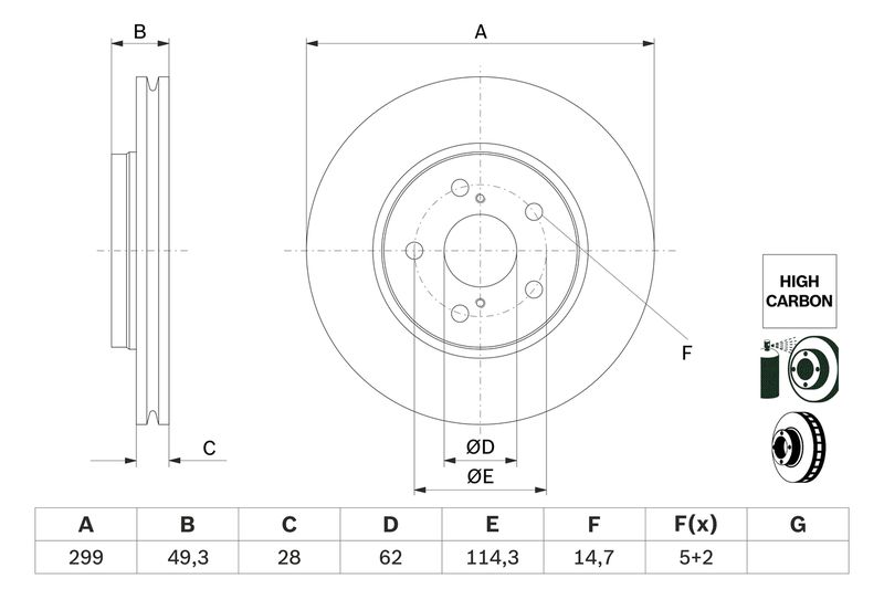 Bosch 0986479F49 Brake Disc - 5