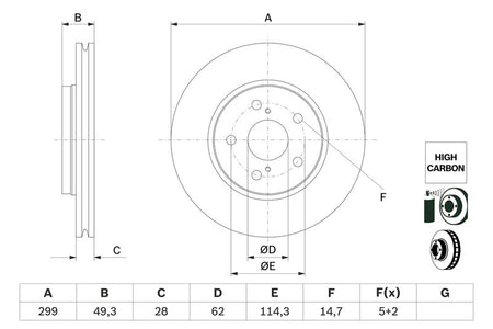 Bosch 0986479F49 Brake Disc - 5