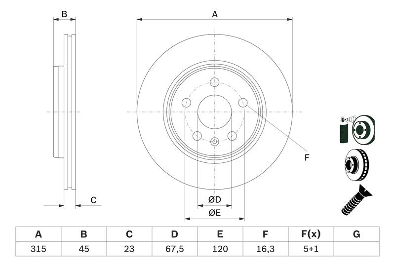 Bosch 0986479F53 Brake Disc - 5