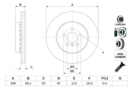 Bosch 0986479F57 Brake Disc - 1