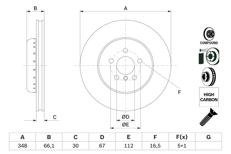 Bosch 0986479F57 Brake Disc - 1