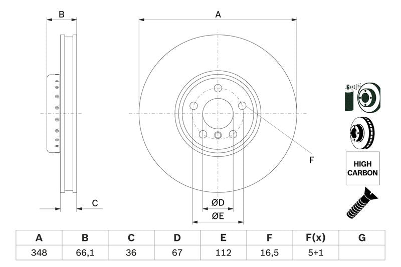 Bosch 0986479F59 Brake Disc - 5