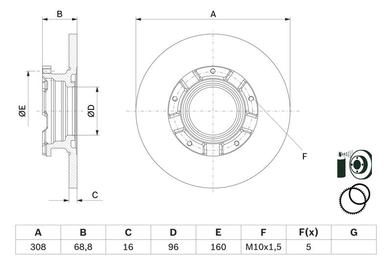 Bosch 0986479F62 Brake Disc - 5