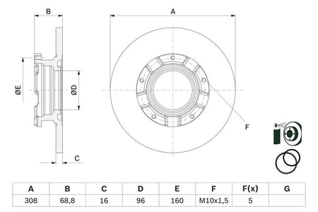 Bosch 0986479F62 Brake Disc - 5