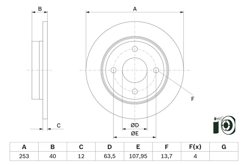 Bosch 0986479F63 Brake Disc - 5