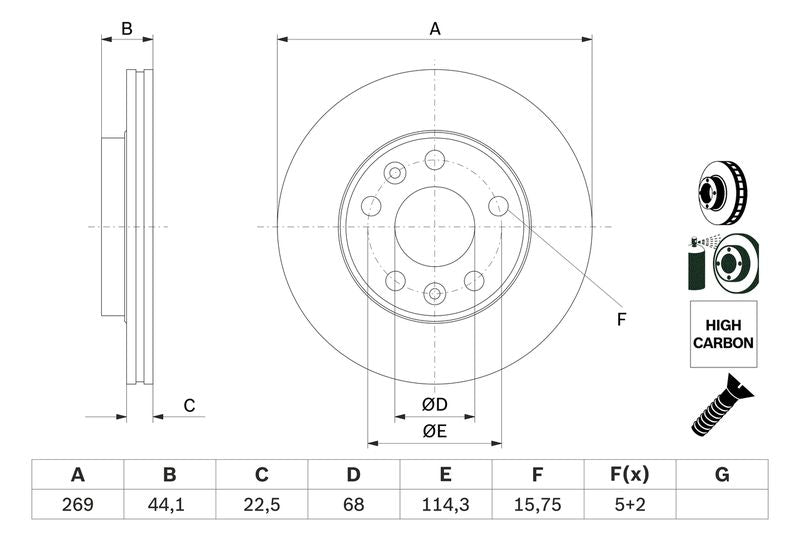 Bosch 0986479F65 Brake Disc - 5