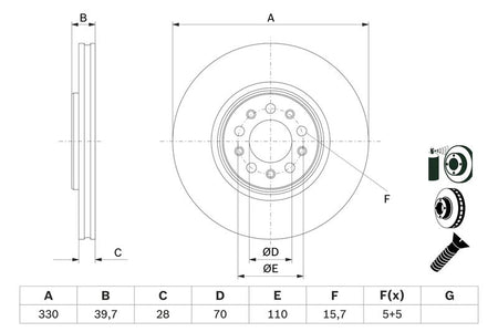 Bosch 0986479F66 Brake Disc - 5