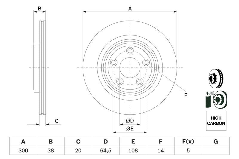 Bosch 0986479F67 Brake Disc - 5
