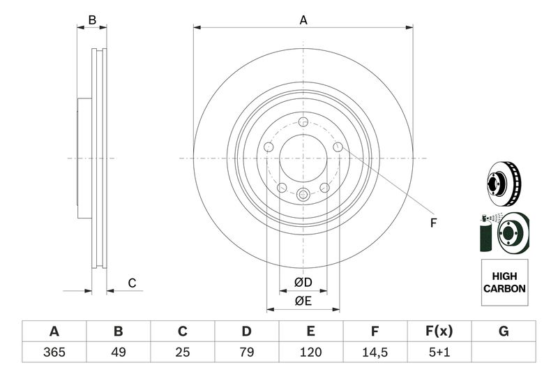 Bosch 0986479F68 Brake Disc - 5