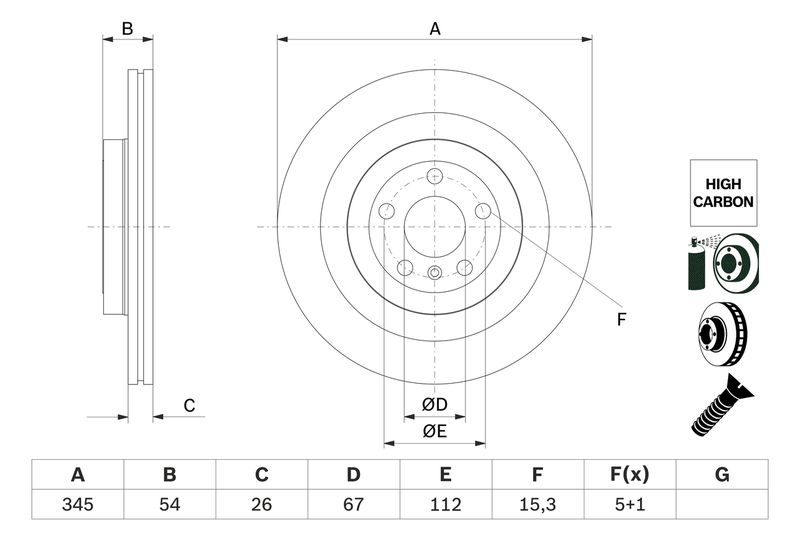 Bosch 0986479F69 Brake Disc - 5