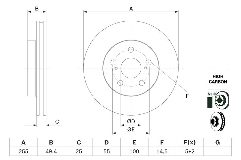 Bosch 0986479F72 Brake Disc - 5