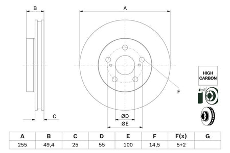 Bosch 0986479F72 Brake Disc - 5