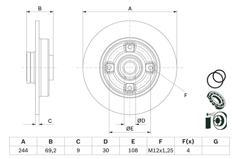 Bosch 0986479F74 Brake Disc - 5