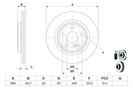Bosch 0986479F75 Brake Disc - 5