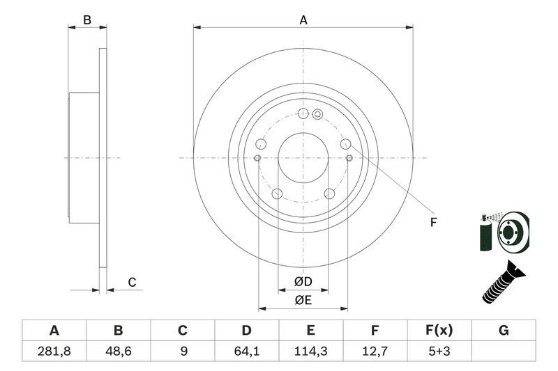 Bosch 0986479F76 Brake Disc - 5