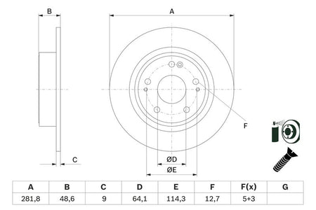 Bosch 0986479F76 Brake Disc - 5