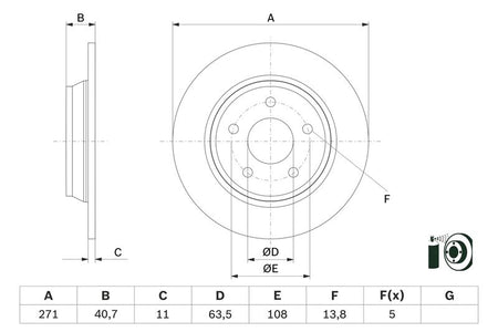 Bosch 0986479F78 Brake Disc - 5