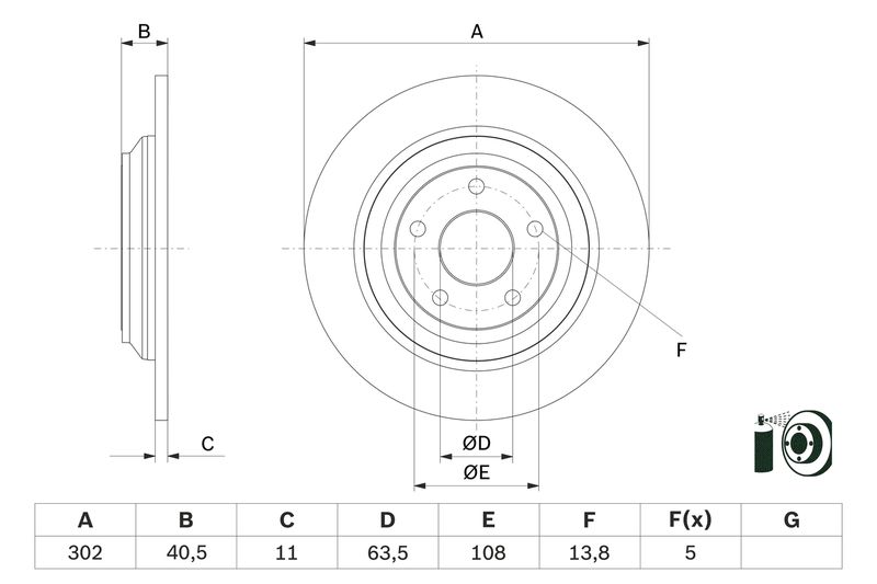 Bosch 0986479F79 Brake Disc - 5