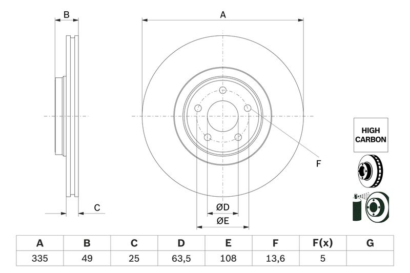 Bosch 0986479F80 Brake Disc - 5