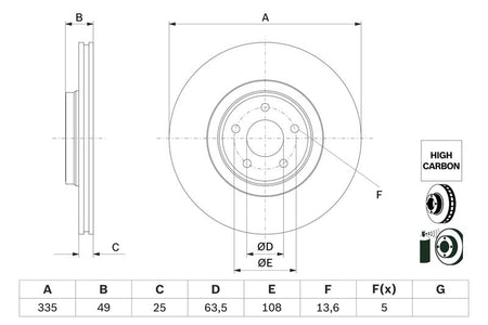 Bosch 0986479F80 Brake Disc - 5