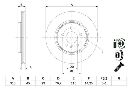 Bosch 0986479F85 Brake Disc - 5