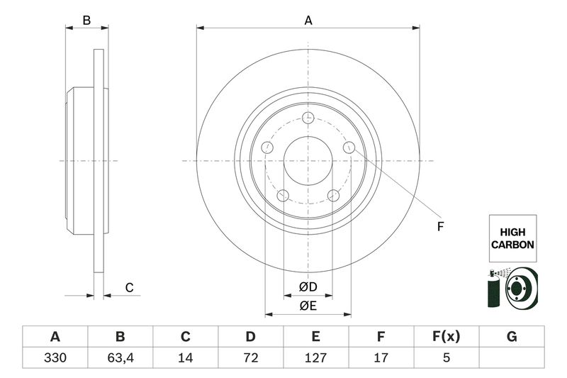 Bosch 0986479F89 Brake Disc - 5