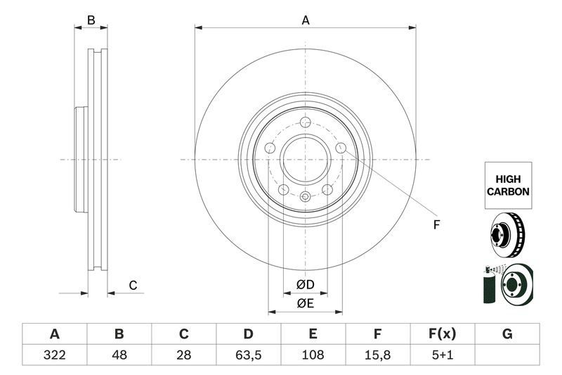 Bosch 0986479F90 Brake Disc - 5