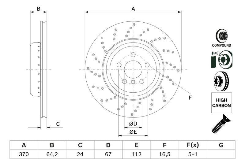 Bosch 0986479G12 Brake Disc - 5